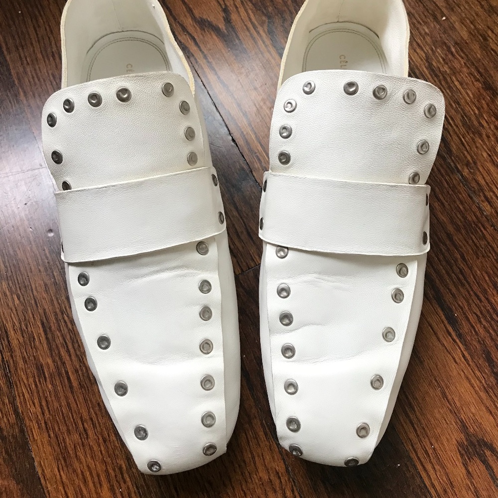 Pheobe Philo Celine white rivet loafers slip on flats 39